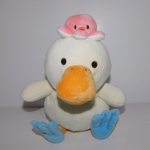 Miniso Life 10" Diving Duck with Pink Octopus on Head Plush Stuffed Toy - Picture 1 of 5